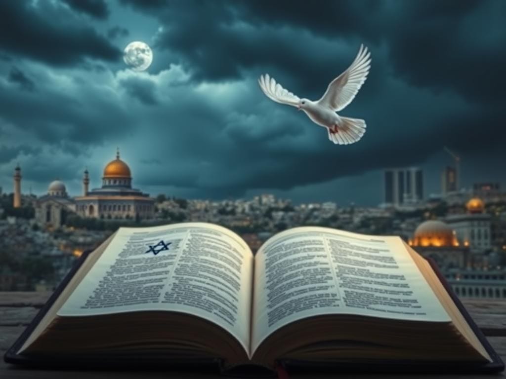 Flick International A dramatic landscape depicting a historic and modern skyline under dark storm clouds, symbolizing rising tensions.