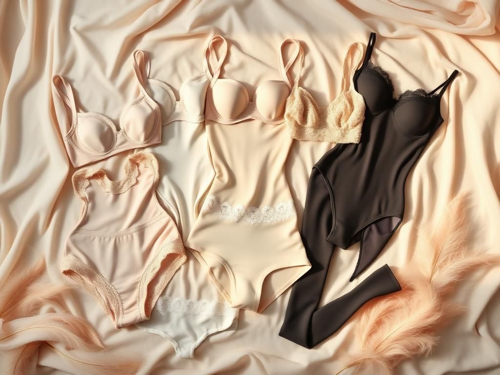 Flick International Elegant display of various shapewear pieces on a neutral backdrop