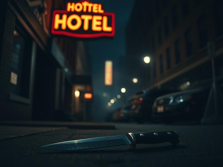 Flick International Sinister knife resting on a dark street in Albany, NY