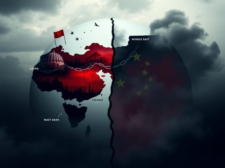 Flick International A divided globe illustrating conflict in the Middle East and China's authoritarian grip