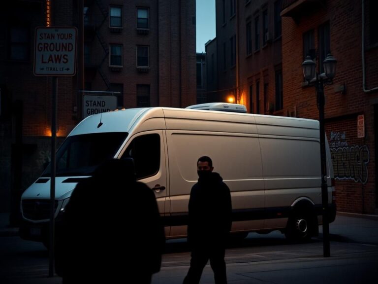 Flick International Dimly lit urban street scene with masked figures near an unmarked van