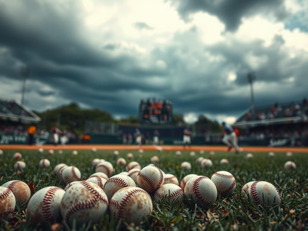 Flick International Scattered baseballs on a field symbolizing Dodgers-Padres rivalry aftermath