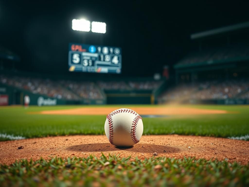 Flick International Close-up of a baseball resting on home plate during a tense game moment.