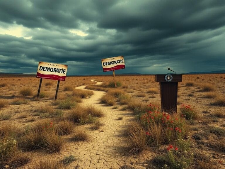 Flick International A deserted political arena symbolizing the disarray of the Democratic Party