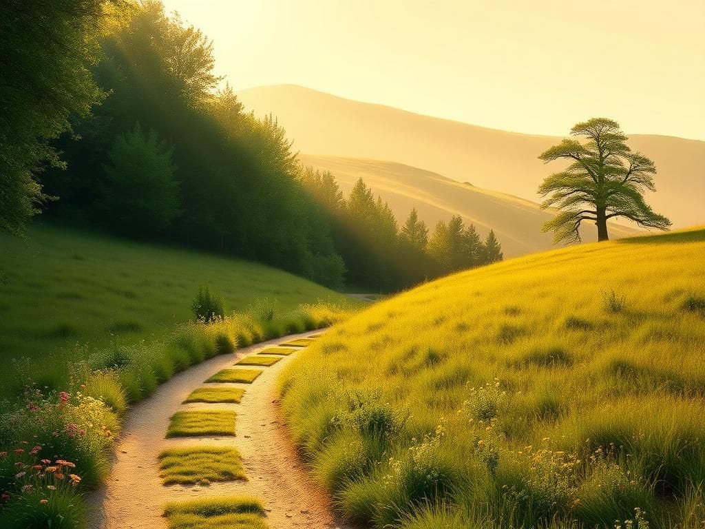 Flick International A serene winding path through a lush green forest symbolizing resilience and optimism