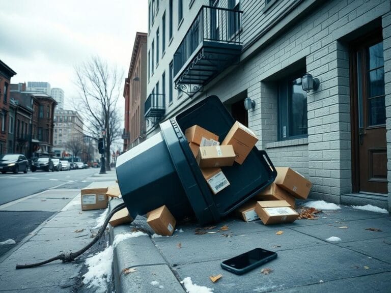 Flick International Exterior view of a modest hotel in Boston with a tipped-over garbage bin