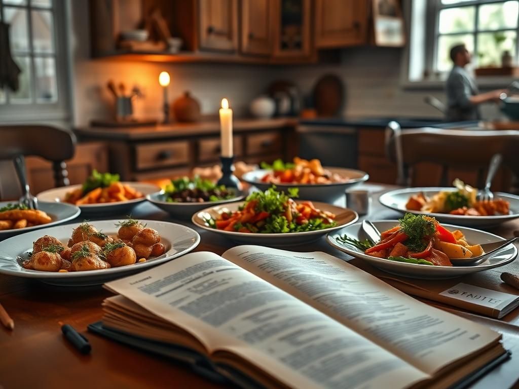 Flick International A beautifully arranged table showcasing iconic Food Network dishes with a candle representing remembrance