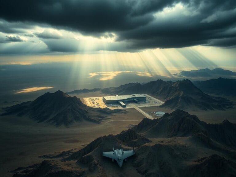 Flick International Aerial view of modern Iranian nuclear facilities surrounded by rugged mountains