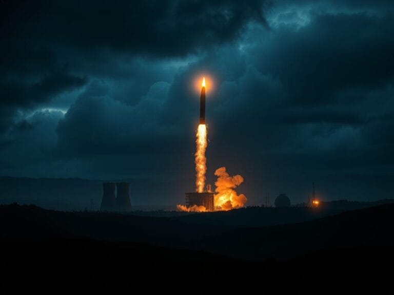 Flick International Silhouette of Iranian nuclear facilities under missile attack at night