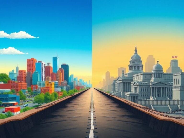 Flick International Visual representation of divided landscape symbolizing the conflict over sanctuary cities