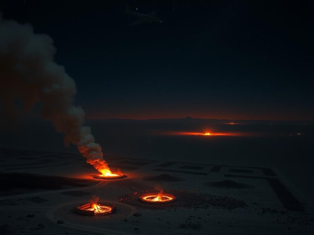 Flick International Aerial view showcasing the aftermath of U.S. military strikes on Iranian nuclear facilities