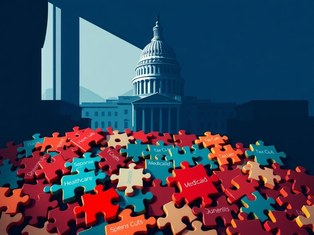 Flick International Legislative puzzle symbolizing fiscal policies with U.S. Capitol in background