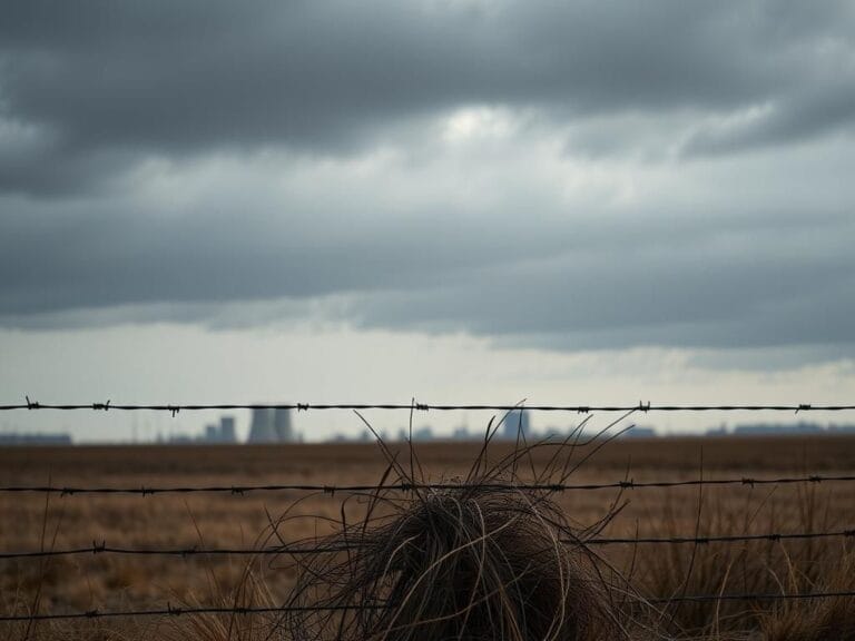 Flick International A barbed wire border fence with dry grass under an overcast sky, symbolizing national security concerns.