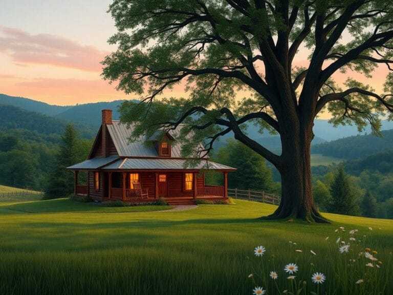 Flick International Serene landscape of a rural home in the Blue Ridge mountains symbolizing family connections
