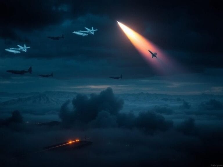 Flick International Missile soaring towards mountains with an Iranian nuclear facility in the foreground