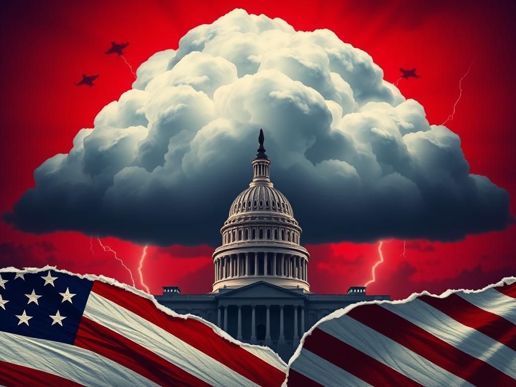 Flick International A dark cloud looms over the U.S. Capitol building, symbolizing political tension and uncertainty.
