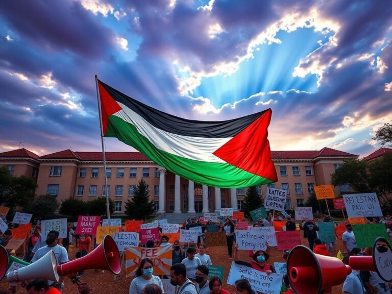 Flick International Large Palestinian flag unfurling at Columbia University protest