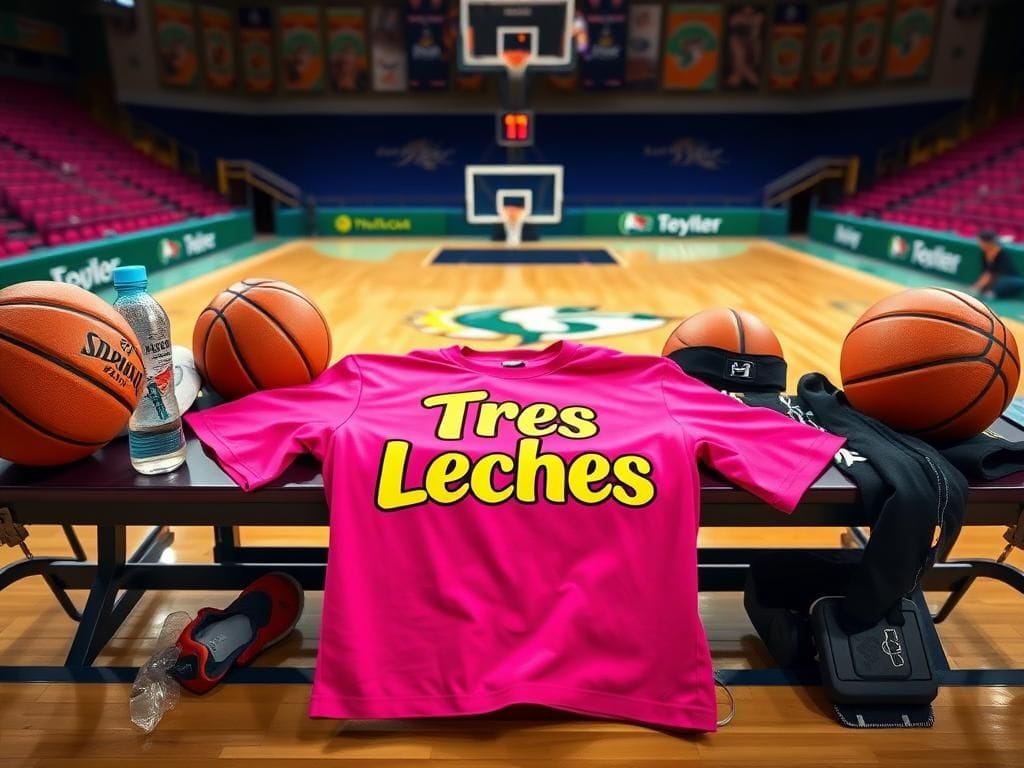 Flick International Colorful cheeky pre-game shirt on bench at basketball court