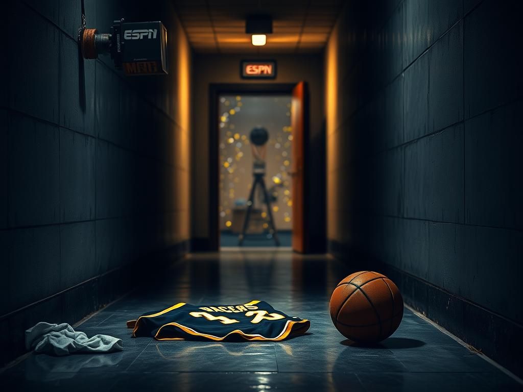 Flick International Emotional TJ McConnell standing in a dim basketball tunnel after NBA Finals loss