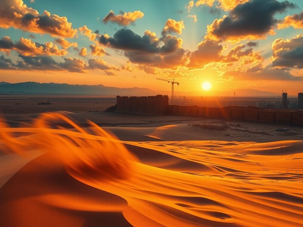 Flick International A vast desert landscape representing the Middle East turmoil