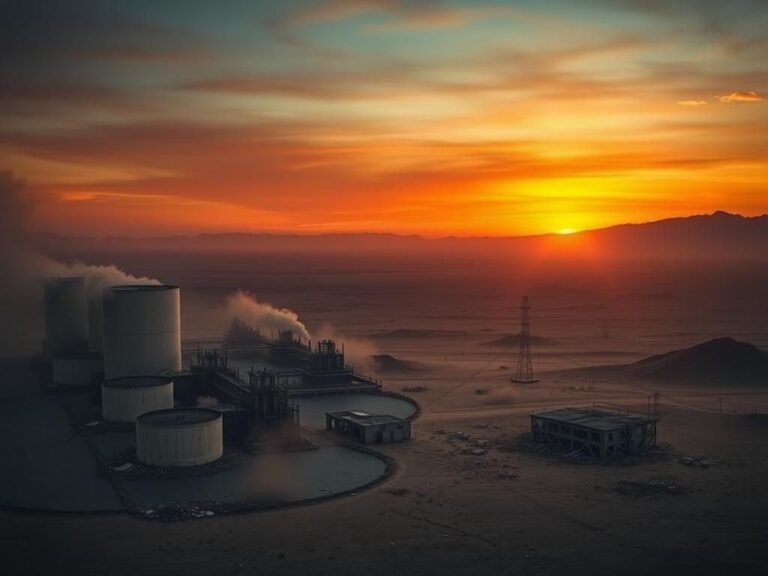 Flick International Aerial view of a desolate nuclear site in Iran showcasing monumental damage.
