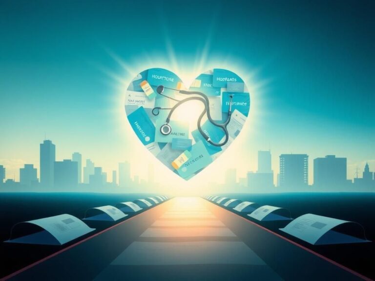 Flick International A glowing heart made of health insurance cards and medical symbols, representing the healthcare industry's reform commitment.