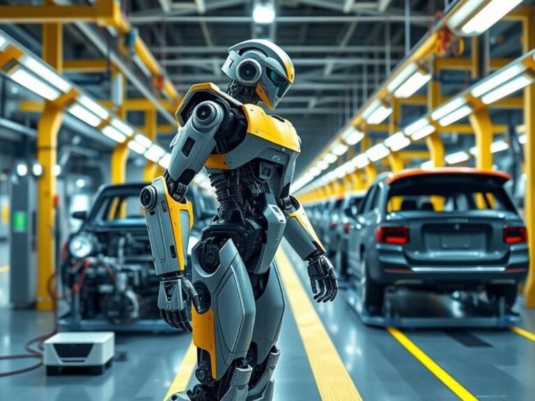 Flick International humanoid robot Forerunner K2 Bumblebee at an automotive plant assembly line