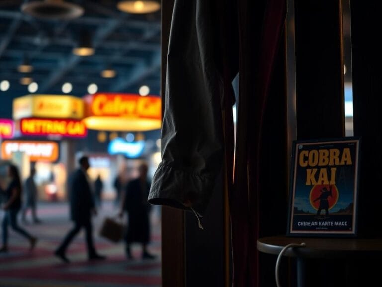 Flick International A close-up of a broken karate gi hanging on a wooden fence with stains, symbolizing tension from a fan convention.