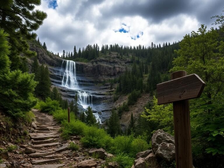 Flick International A serene view of Rattlesnake Falls in Soda Springs, California, showcasing the waterfall and surrounding forest.