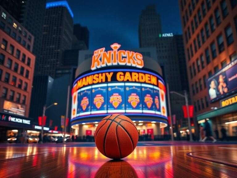 Flick International Vibrant night view of Madison Square Garden showcasing the Knicks' spirit