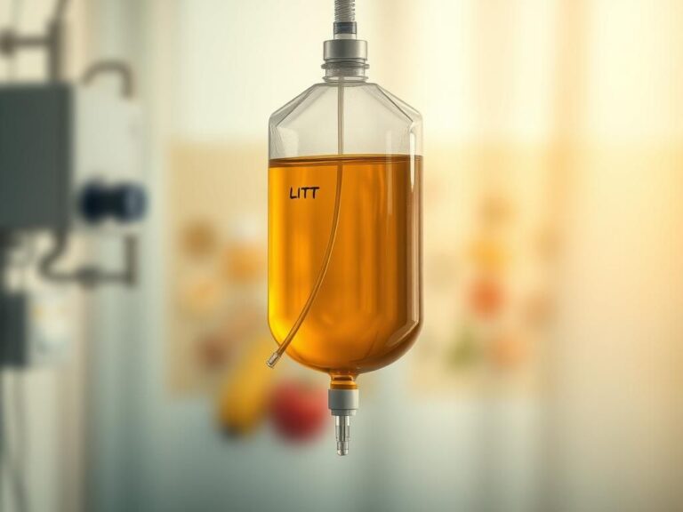 Flick International Close-up depiction of an infusion bag containing lipids, representing the challenges faced by a teenager with a rare condition.