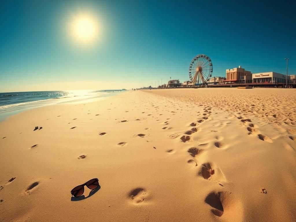 Flick International Panoramic view of Coney Island Beach showing signs of disorder and chaos after a brawl amidst a heatwave.