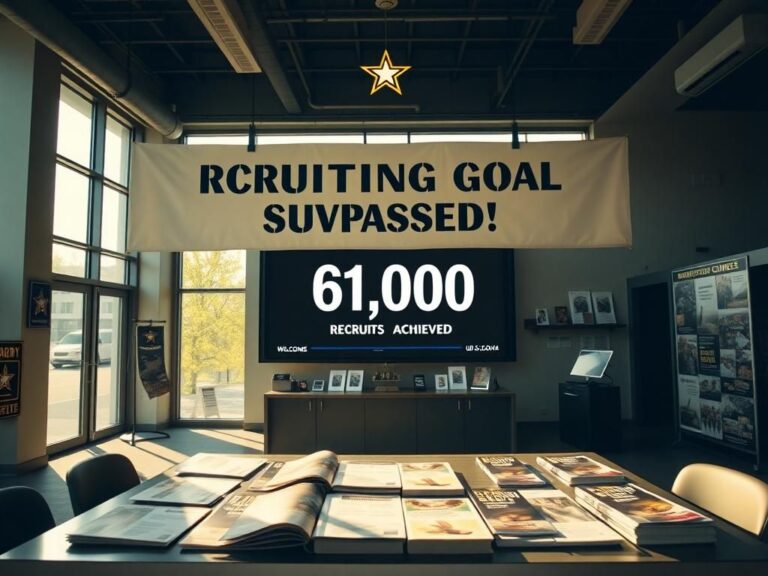 Flick International A vibrant U.S. Army recruitment center with a 'Recruiting Goal Surpassed!' banner