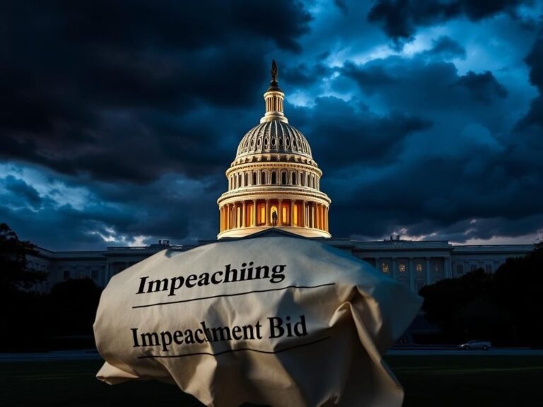 Flick International A conceptual image of the U.S. Capitol building during twilight, emphasizing political tension and the impeachment bid.