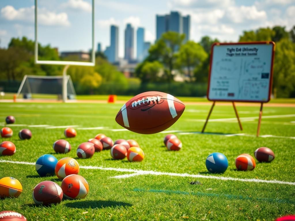 Flick International George Kittle catches a football in mid-air at Tight End University