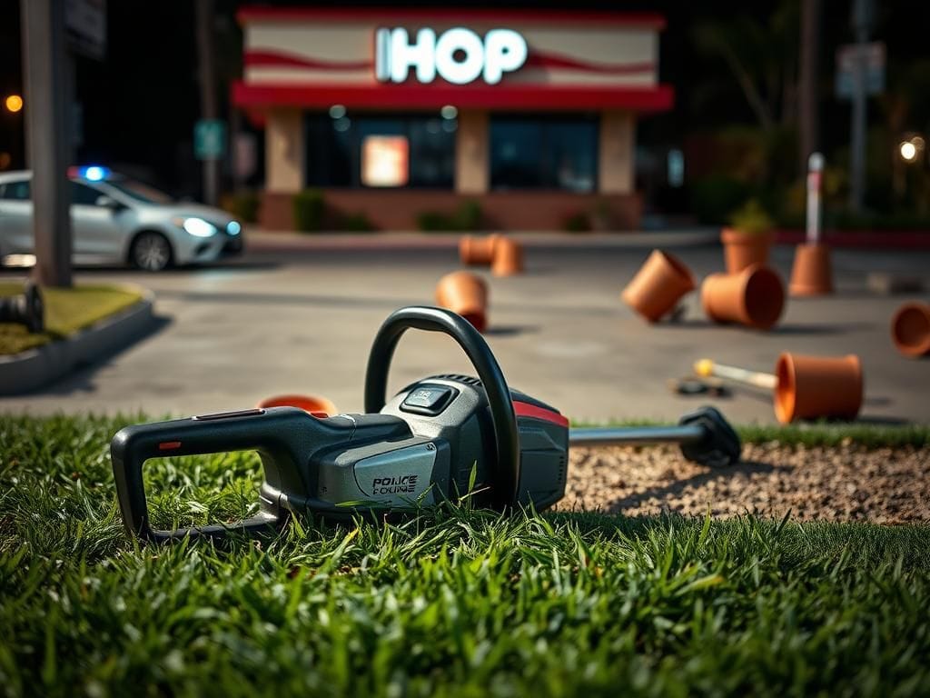 Flick International Abandoned commercial weed whacker at scene of CBP agent detainment in Santa Ana