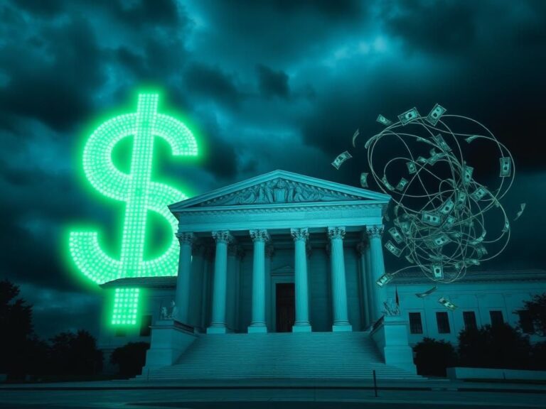 Flick International A large Supreme Court building against a stormy sky, symbolizing the impact of Citizens United on politics