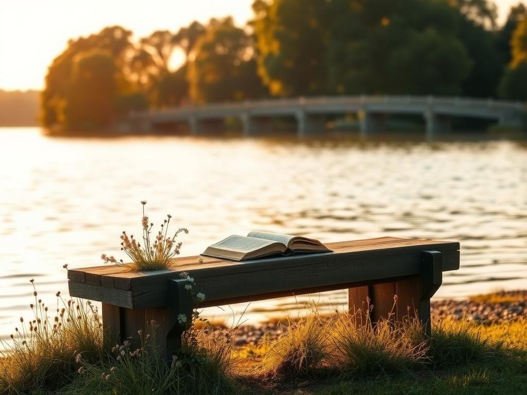 Flick International Serene lakeside scene reflecting sunlight at sunset