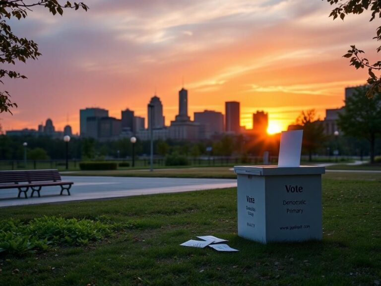 Flick International Urban landscape of Buffalo, NY with skyline and sunset