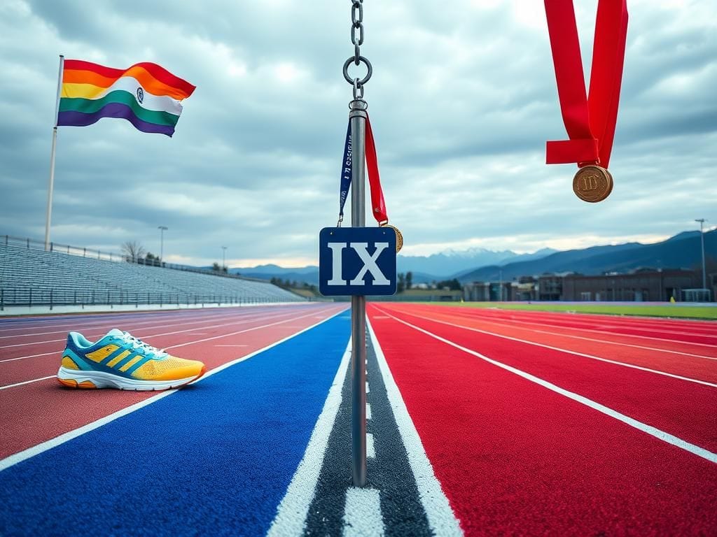 Flick International Track and field athletic field divided, representing inclusivity and traditional sports competition.