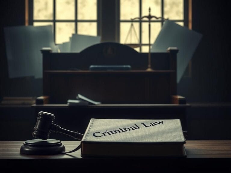 Flick International A somber courtroom scene with an empty judge's bench and legal book