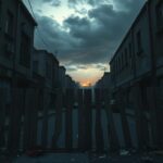 Flick International A stark urban landscape symbolizing rising antisemitic tension and unrest