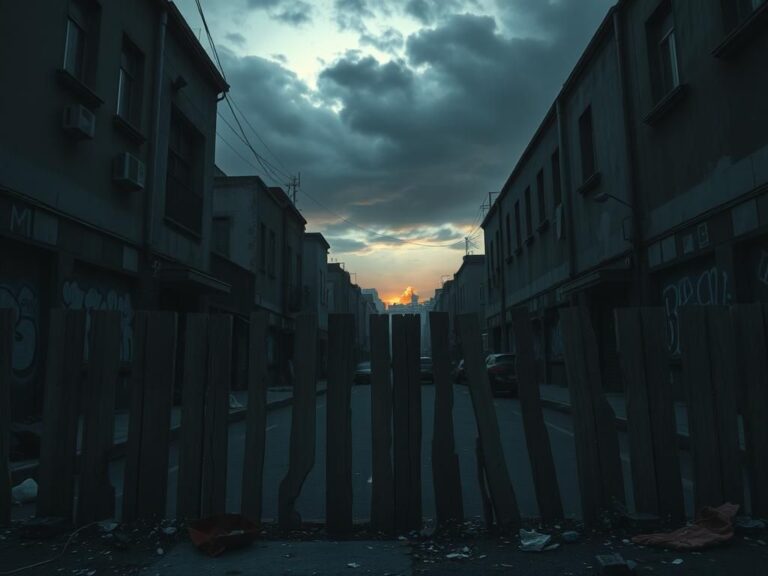 Flick International A stark urban landscape symbolizing rising antisemitic tension and unrest