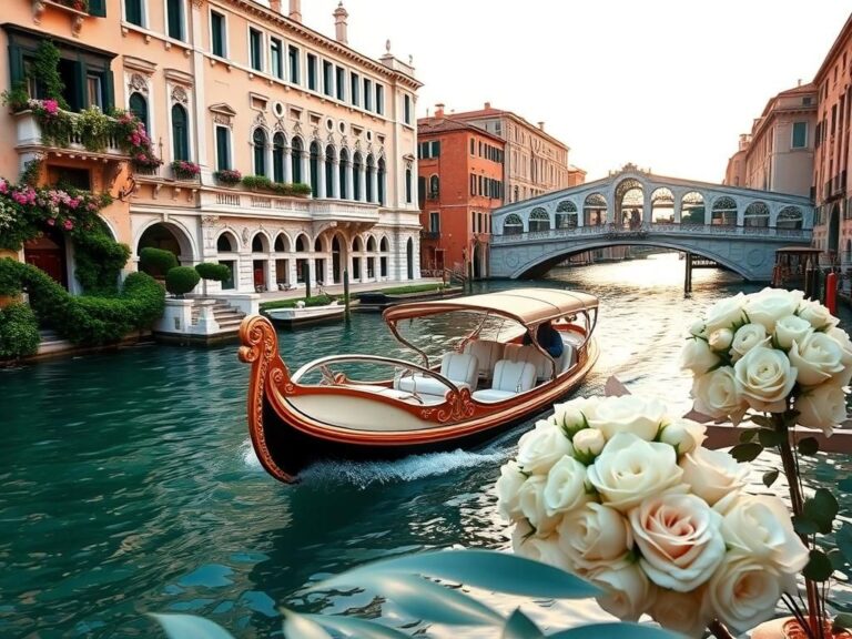 Flick International Ornate water-taxi gliding through the Venetian canals
