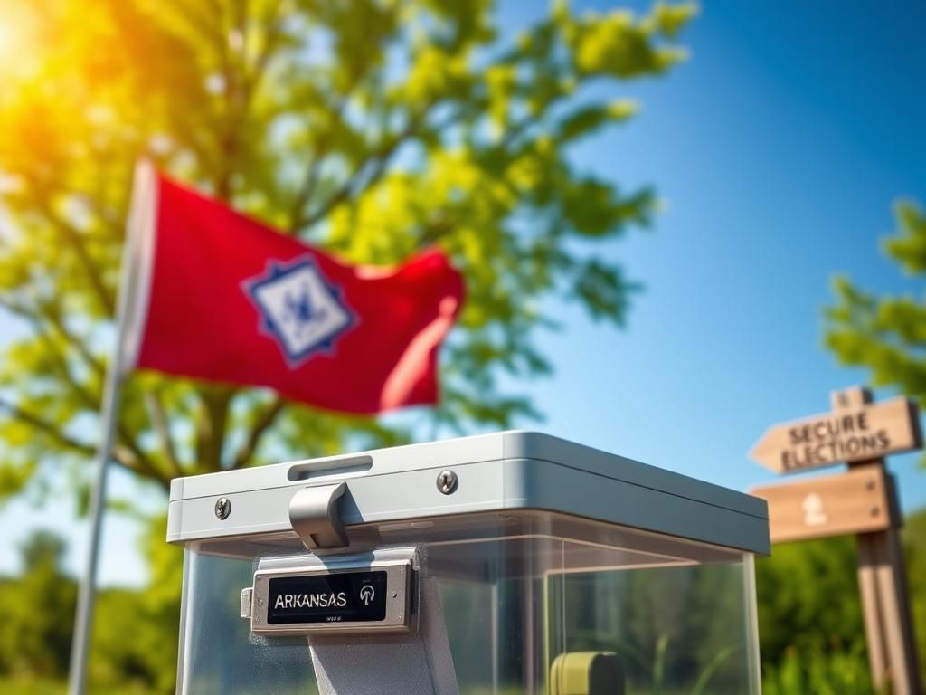 Flick International Close-up of a secure ballot box in a lush outdoor setting symbolizing election integrity