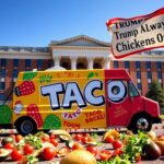 Flick International A vibrant taco truck parked outside the Republican National Committee headquarters in Washington, D.C.