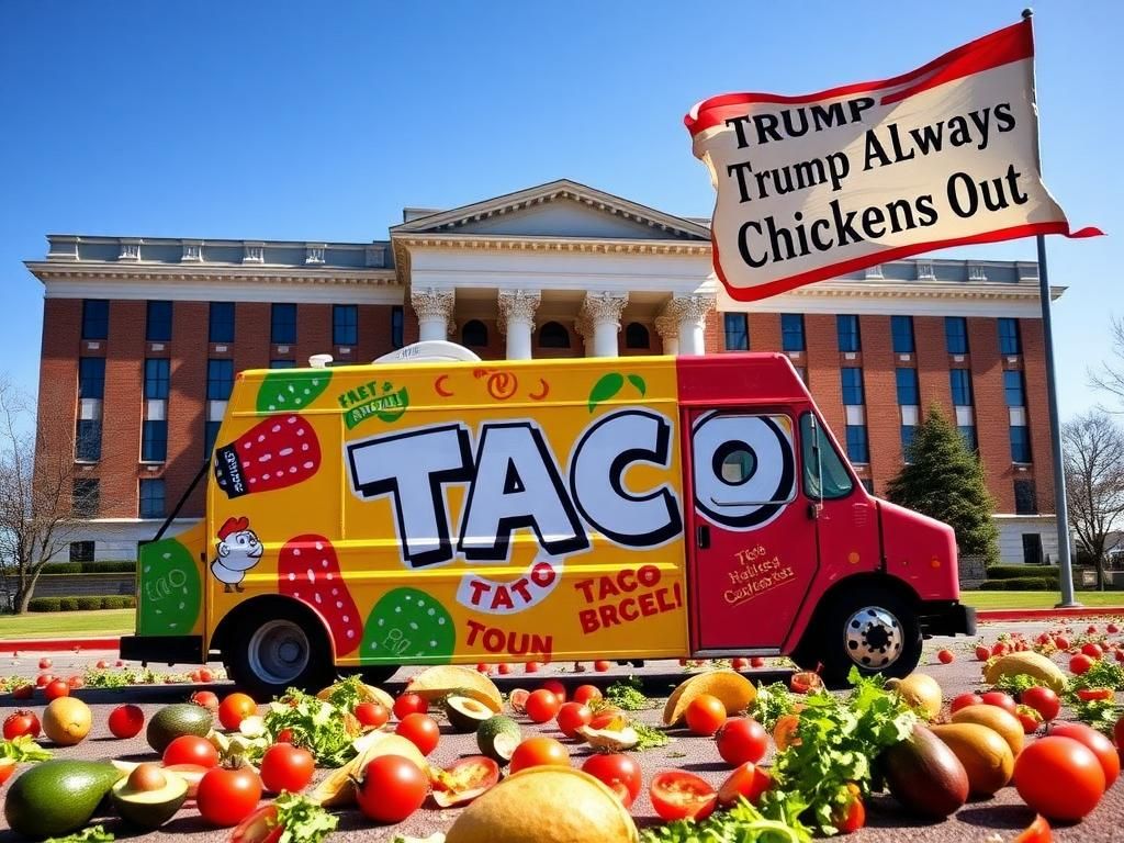 Flick International A vibrant taco truck parked outside the Republican National Committee headquarters in Washington, D.C.