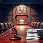 Flick International A tense Senate hearing room featuring an empty wooden table and gavel, symbolizing political discourse