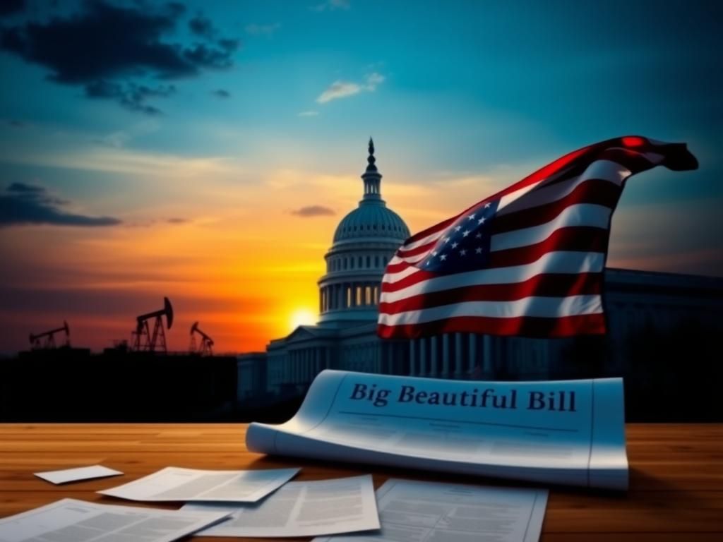 Flick International Stylized representation of the U.S. Capitol with an American flag and a sunset background