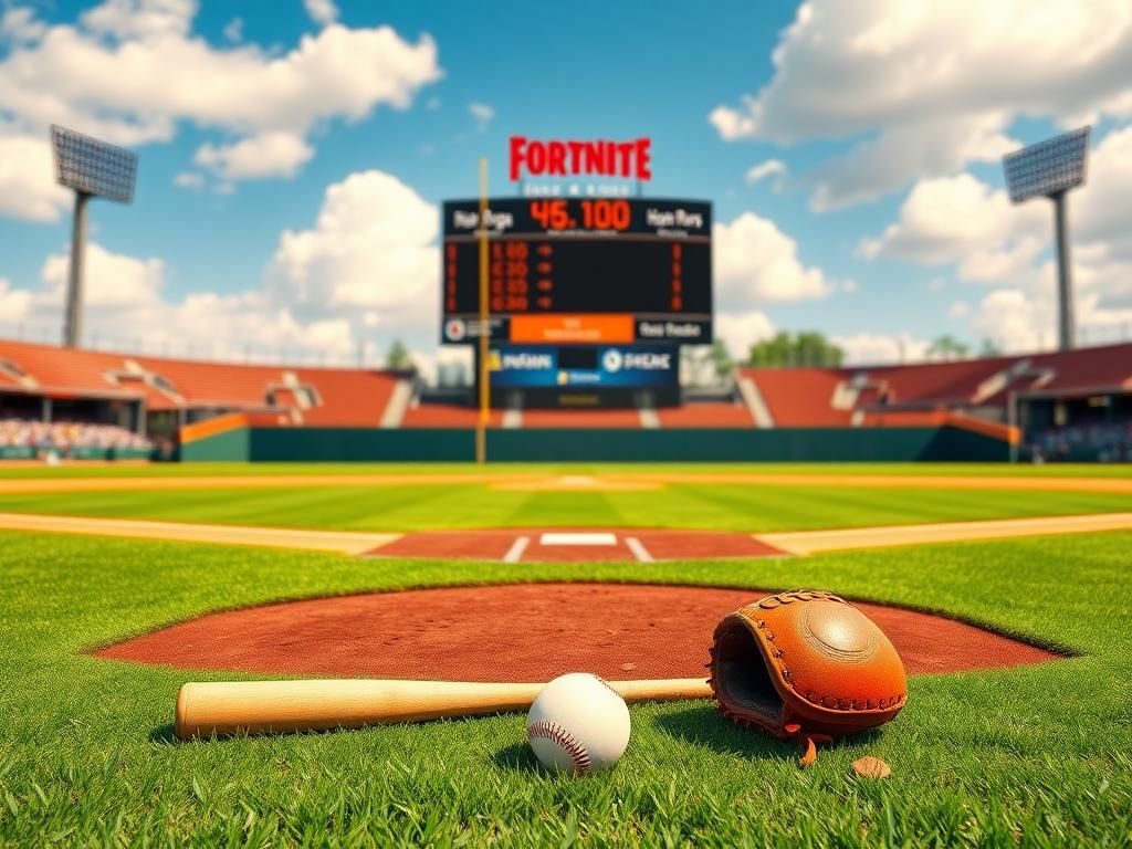 Flick International A baseball diamond with a bat and glove on the grass, symbolizing the sport's essence, under a clear blue sky.